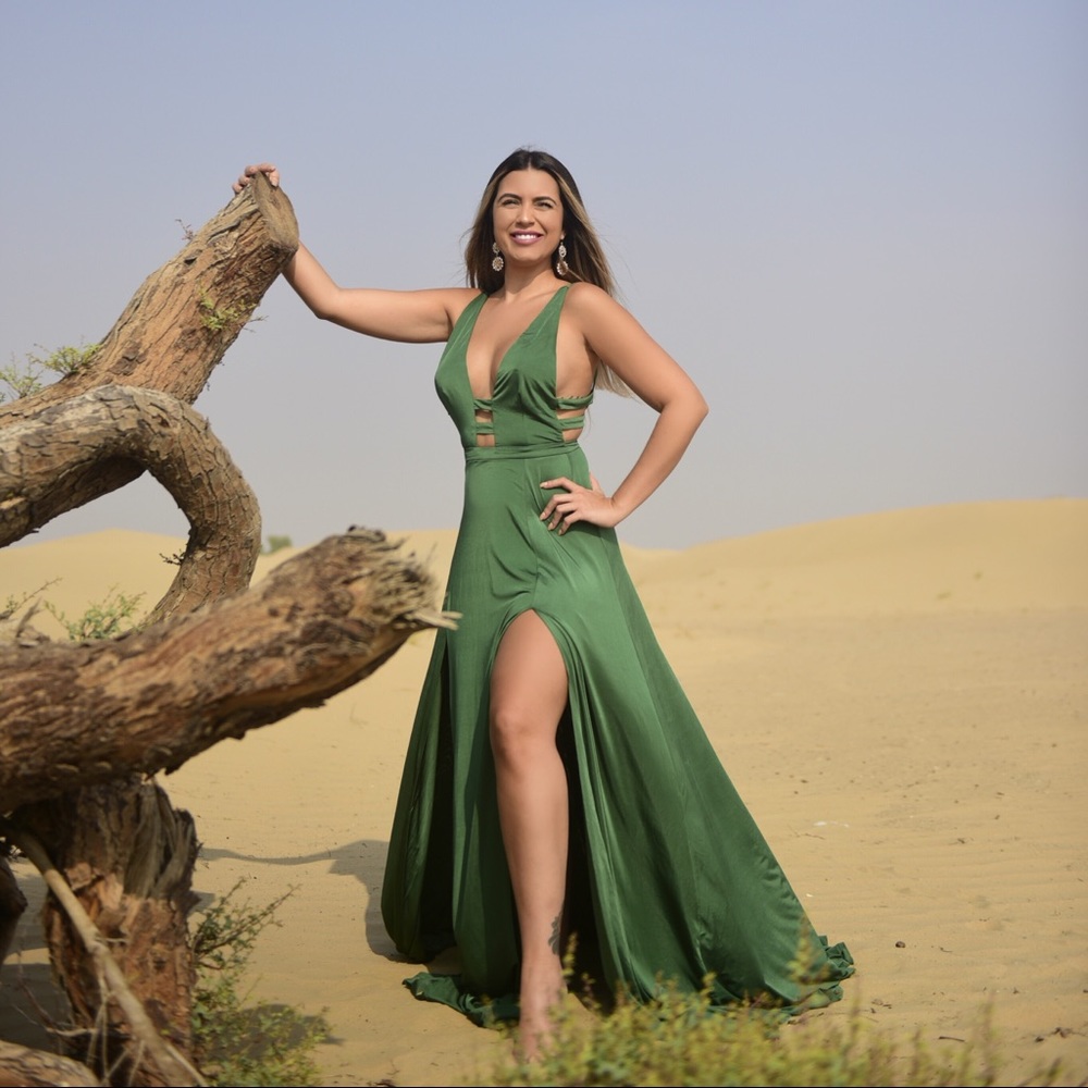 Alamour the label Emerald Green Maxi Dress Gown
